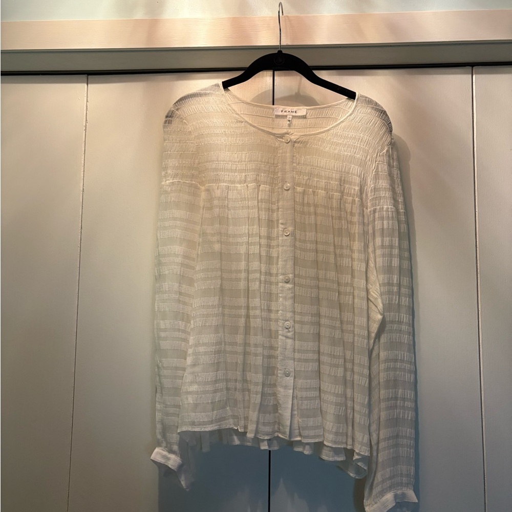 Frame Denim Cream Textured Button-Up Shirt